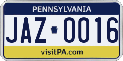 PA license plate JAZ0016