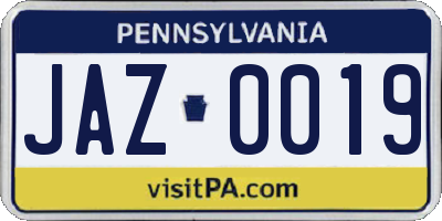 PA license plate JAZ0019