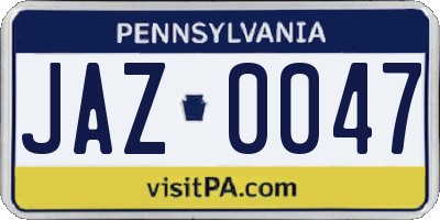 PA license plate JAZ0047