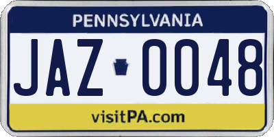 PA license plate JAZ0048