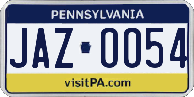 PA license plate JAZ0054