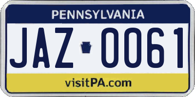 PA license plate JAZ0061