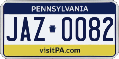 PA license plate JAZ0082