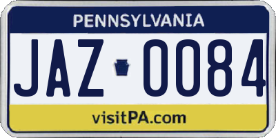 PA license plate JAZ0084