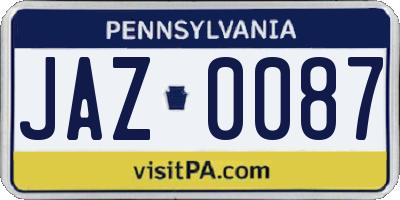 PA license plate JAZ0087