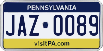 PA license plate JAZ0089