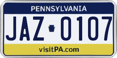 PA license plate JAZ0107