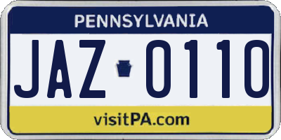 PA license plate JAZ0110