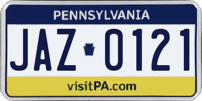 PA license plate JAZ0121