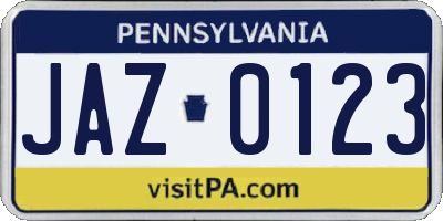PA license plate JAZ0123