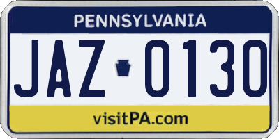 PA license plate JAZ0130