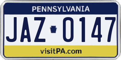 PA license plate JAZ0147