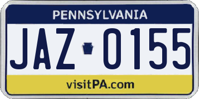 PA license plate JAZ0155