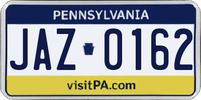 PA license plate JAZ0162