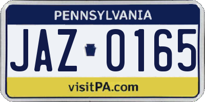 PA license plate JAZ0165