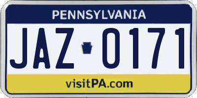 PA license plate JAZ0171