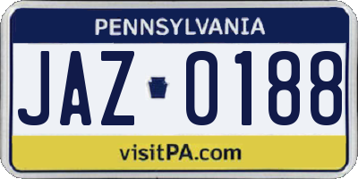 PA license plate JAZ0188