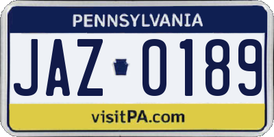 PA license plate JAZ0189