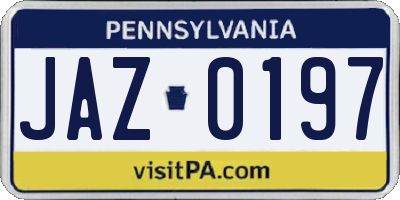 PA license plate JAZ0197