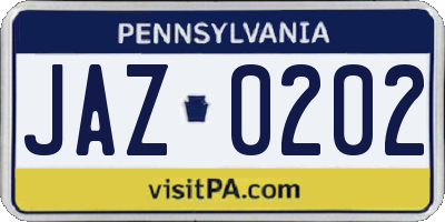 PA license plate JAZ0202