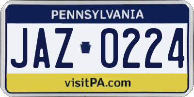 PA license plate JAZ0224