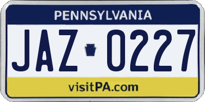 PA license plate JAZ0227