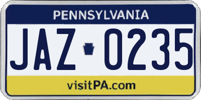 PA license plate JAZ0235