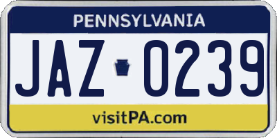 PA license plate JAZ0239
