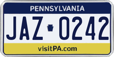 PA license plate JAZ0242