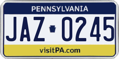 PA license plate JAZ0245