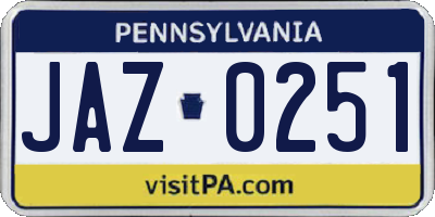 PA license plate JAZ0251