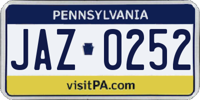 PA license plate JAZ0252