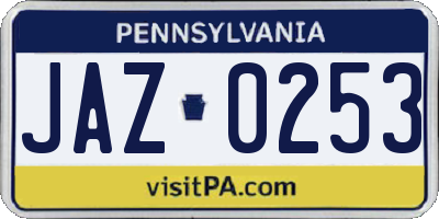 PA license plate JAZ0253