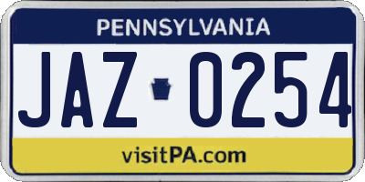 PA license plate JAZ0254