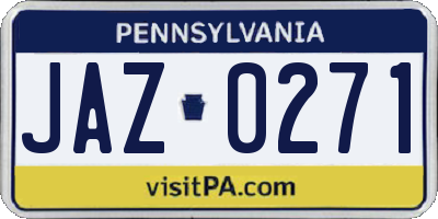 PA license plate JAZ0271