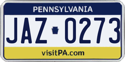 PA license plate JAZ0273