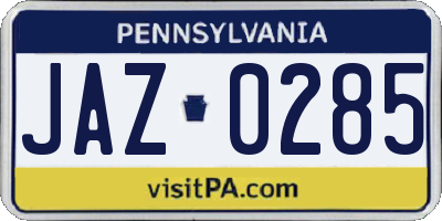 PA license plate JAZ0285