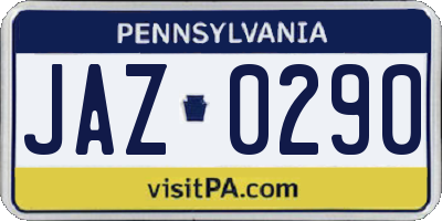PA license plate JAZ0290