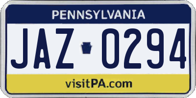 PA license plate JAZ0294