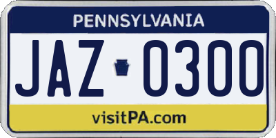 PA license plate JAZ0300