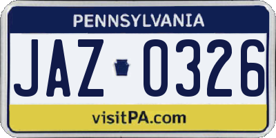 PA license plate JAZ0326