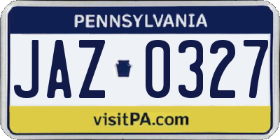PA license plate JAZ0327