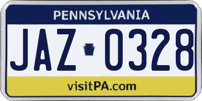 PA license plate JAZ0328
