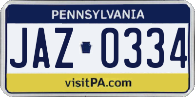 PA license plate JAZ0334