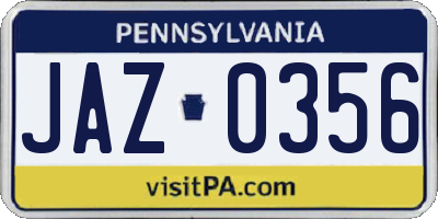 PA license plate JAZ0356