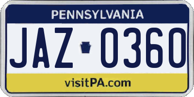PA license plate JAZ0360