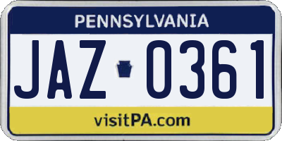 PA license plate JAZ0361
