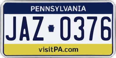 PA license plate JAZ0376