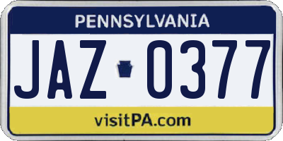 PA license plate JAZ0377