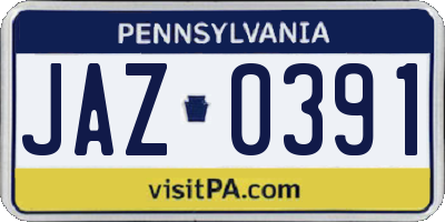 PA license plate JAZ0391